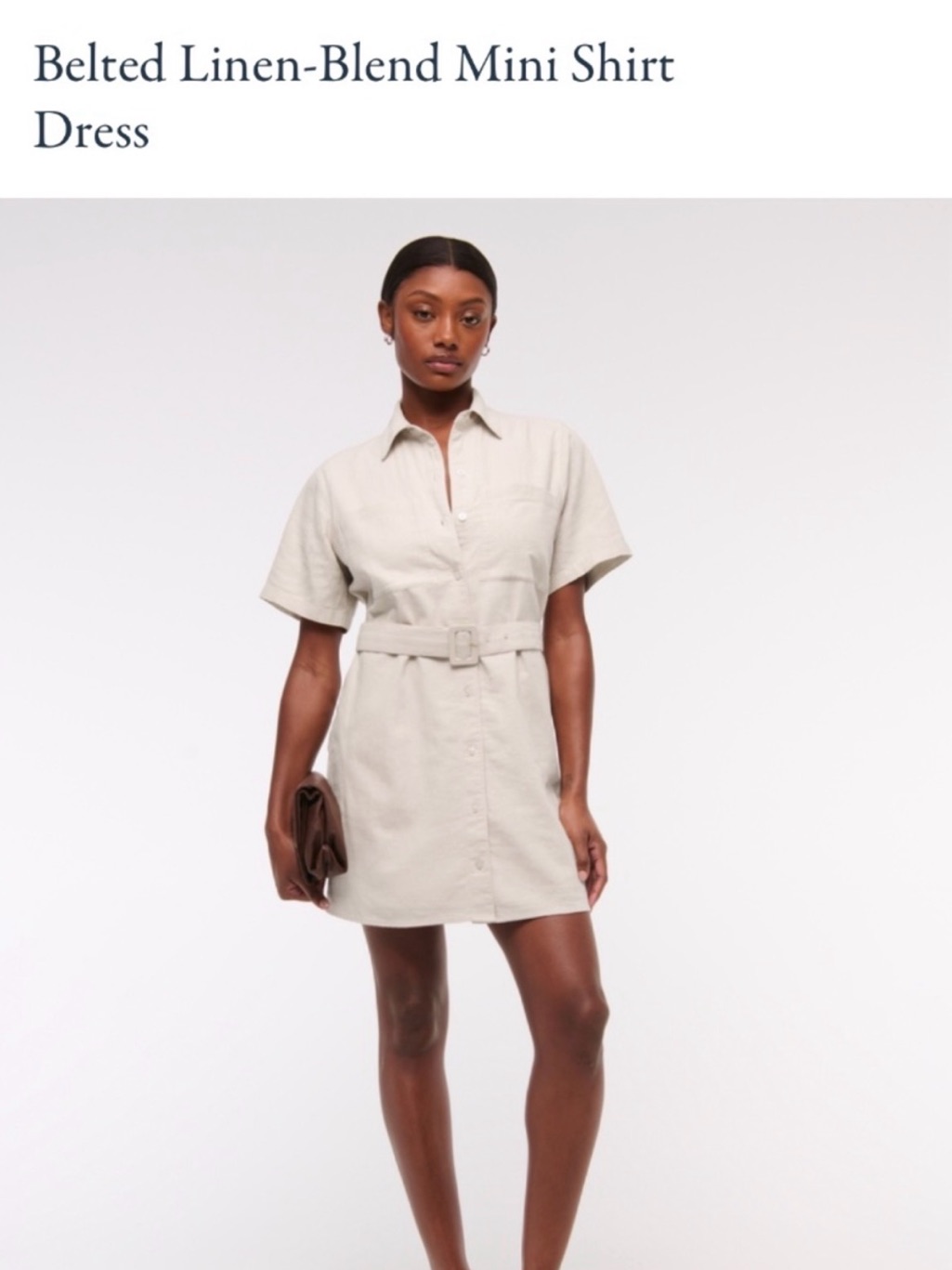 Abercrombie & Fitch Belted Linen-Blend Mini Shirt Dress L | Nwt